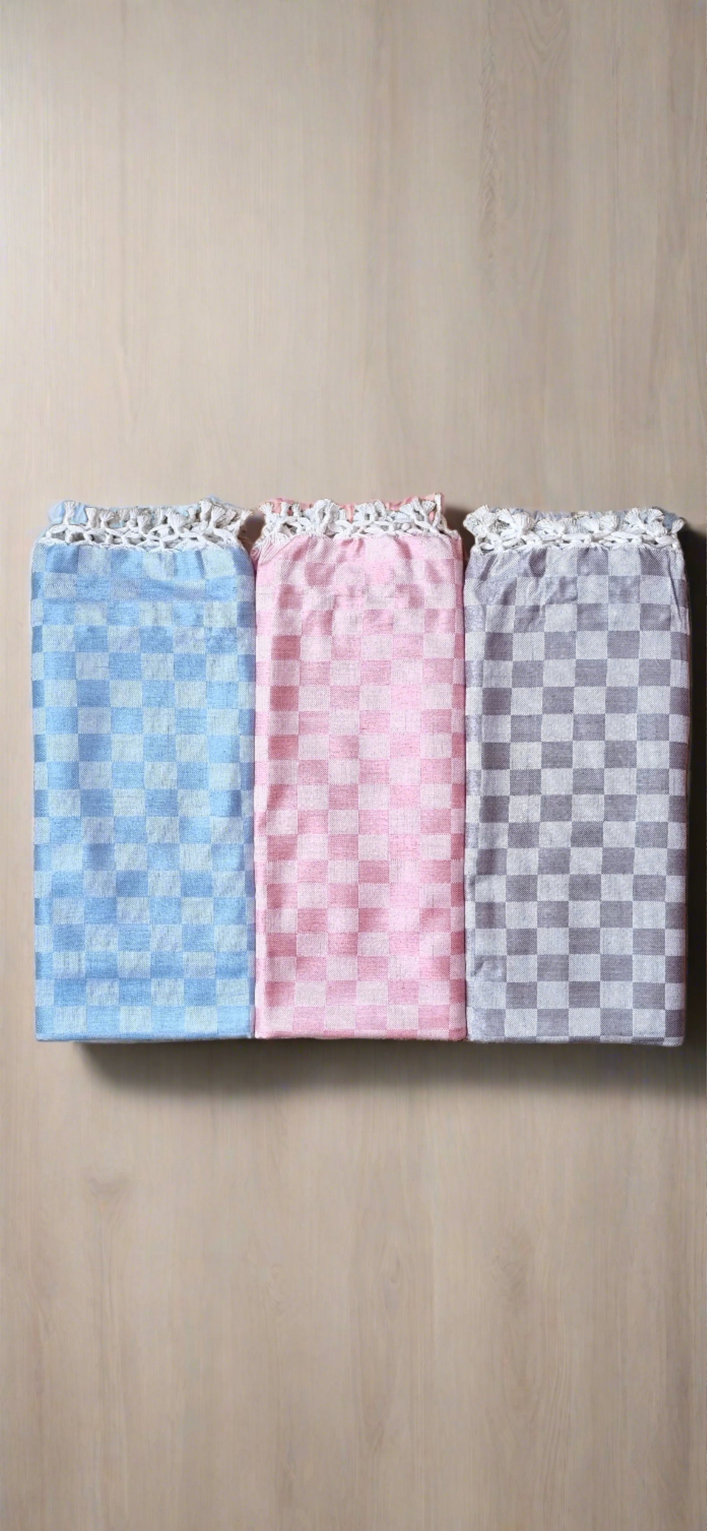 Premium Bhagalpuri Chadar - Combo of 3 (Powder Blue, Soft Blush & Stone Mist)