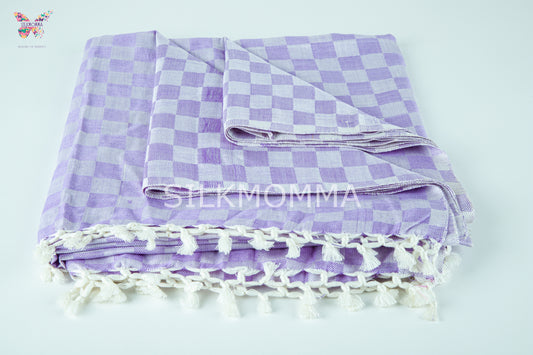 Premium Bhagalpuri Chadar - Combo of 2 (Purple Aura & Apricot Cream)