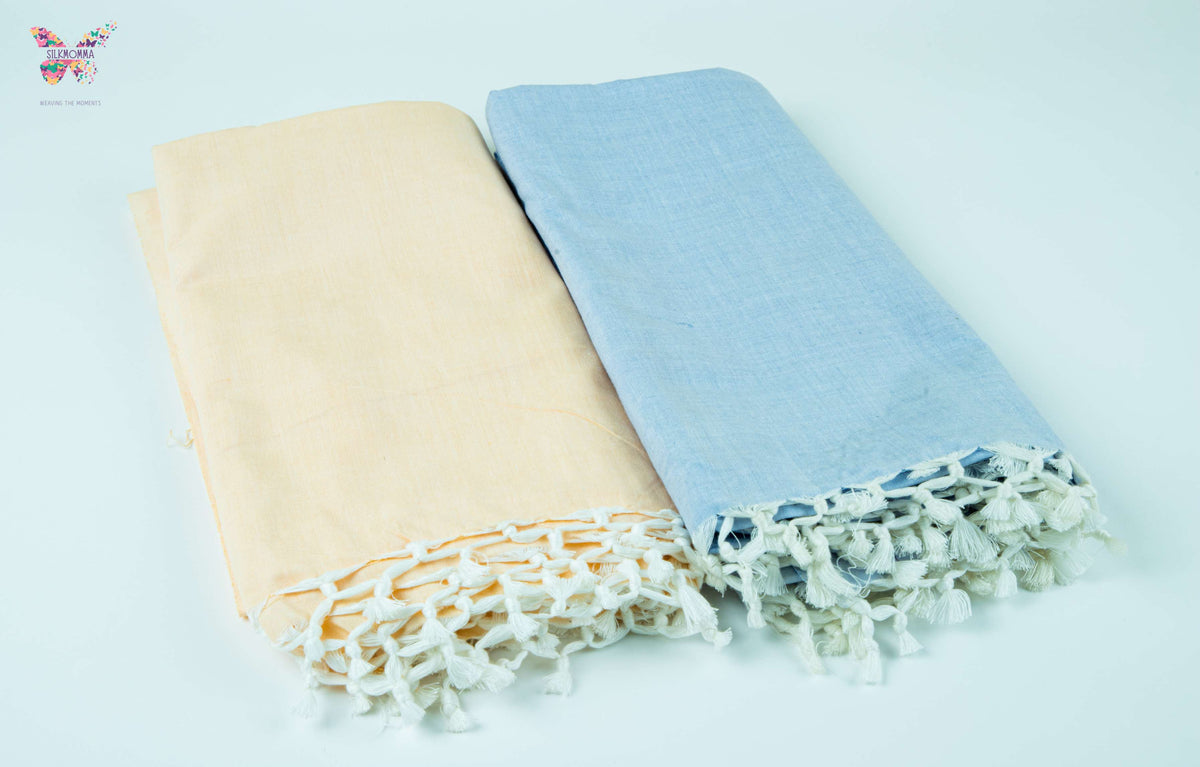 Bhagalpuri Chadar - Combo of 2 (Blue Horizon & Apricot Cream)