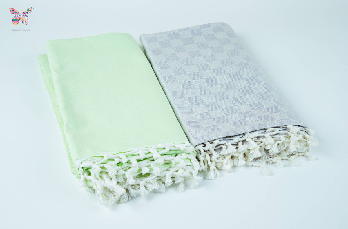 Premium Bhagalpuri Chadar - Combo of 2 (Celadon Green & Stone Mist)