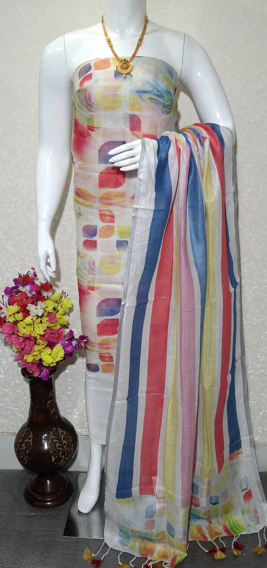 Pure linen suit with digital print