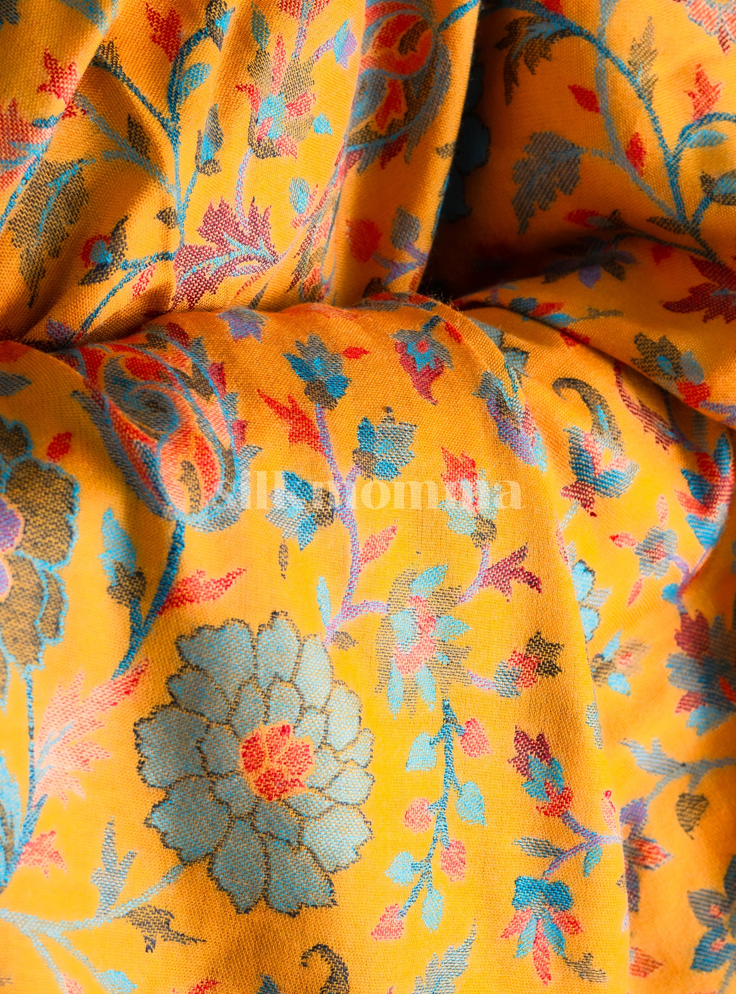 Silkmomma Kaani Wool Blend Kashmiri Shawl [YELLOW] (Size 100cm * 200cm)