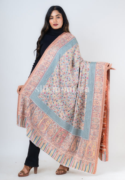 Silkmomma Kaani Wool Blend Kashmiri Shawl [PINK] (Size 100cm * 200cm)