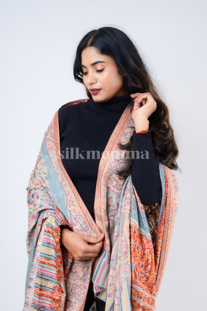 Silkmomma Kaani Wool Blend Kashmiri Shawl [PINK] (Size 100cm * 200cm)