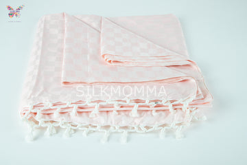 Premium Bhagalpuri Handloom Chadar - Baby Pink (52 * 104 inches)