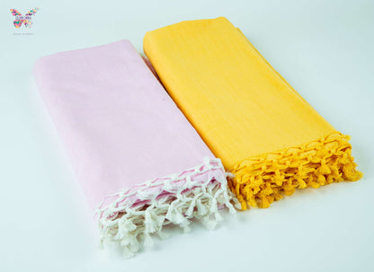 Bhagalpuri Handloom Chadar - Combo of 2 (Yellow & Pink)