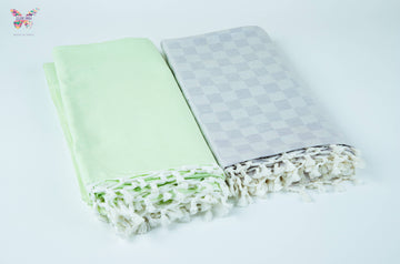 Bhagalpuri Handloom Chadar - Combo of 2 (Green & Grey)