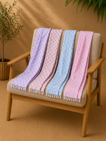Premium Bhagalpuri Chadar - Combo of 4 (Purple Aura, Royal Maroon, Powder Blue & Petal Pink)