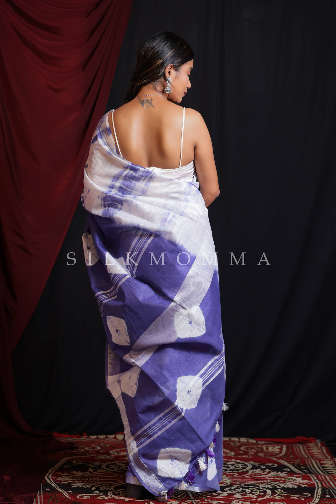 Designer Purple Tie & Dye Linen color Cotton Saree with Blouse Piece