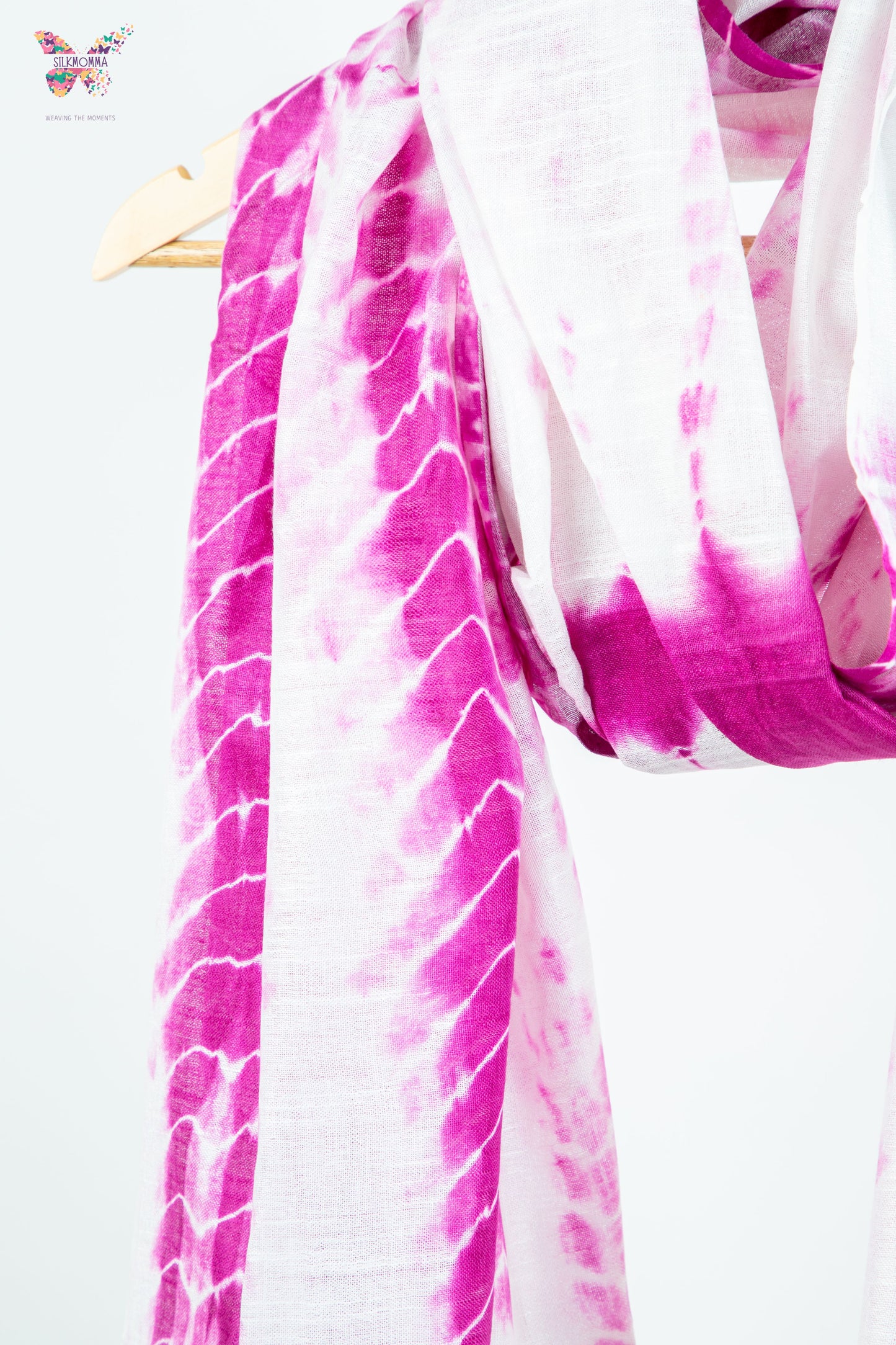 Shibori Tie-Dye Cotton Linen stole with tassels