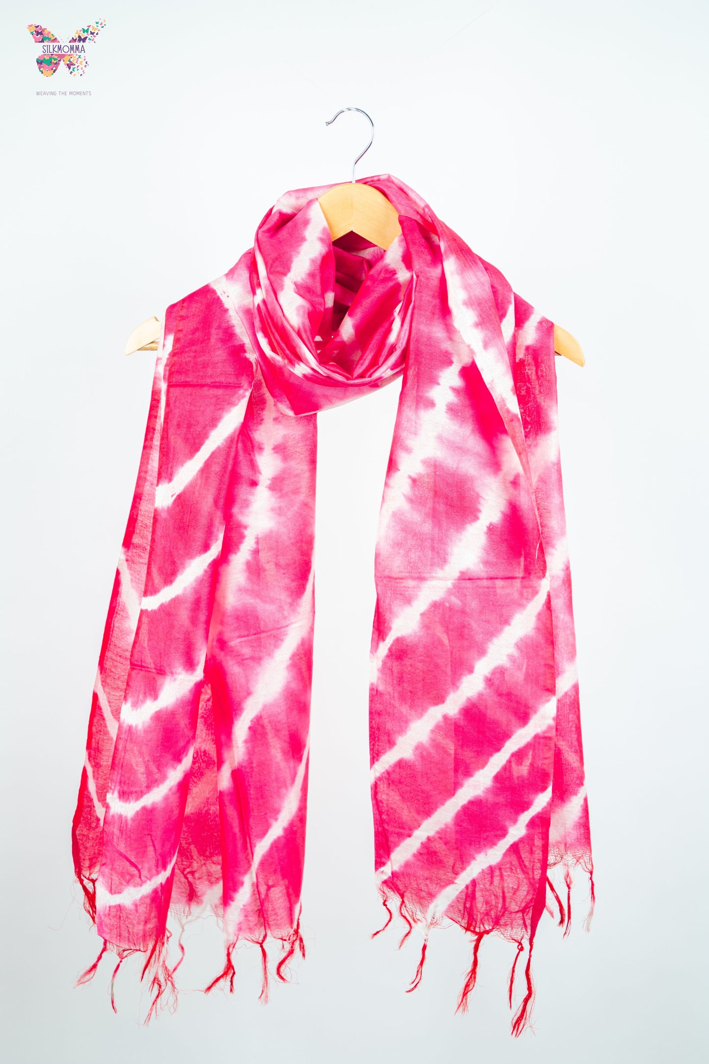 Shibori Tie-Dye Cotton Linen stole with tassels