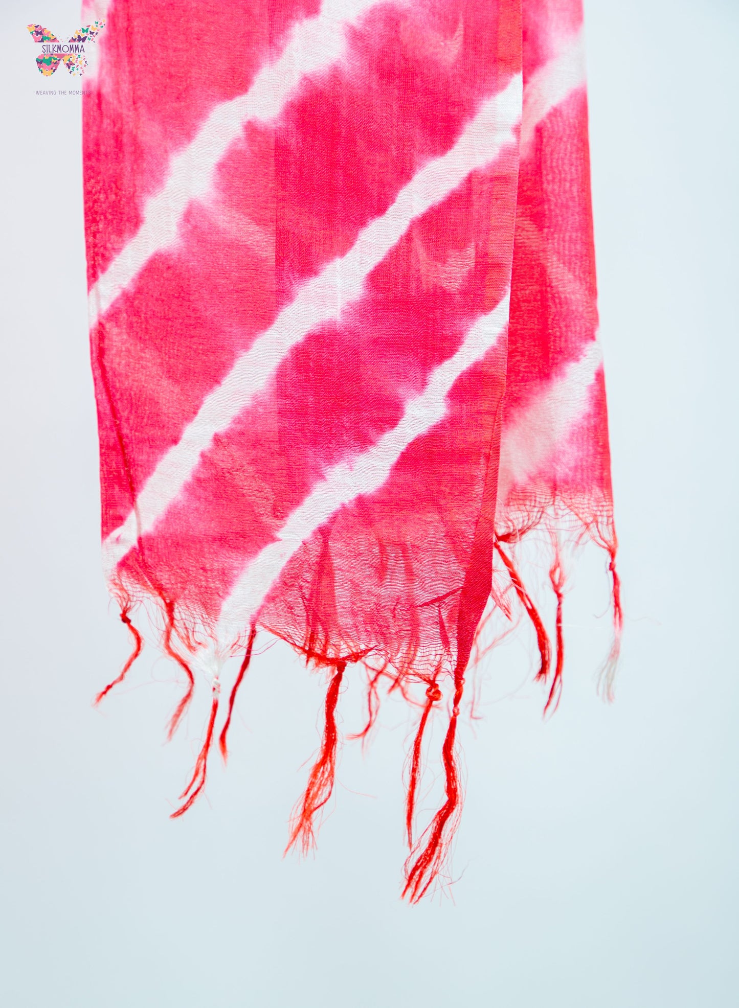 Shibori Tie-Dye Cotton Linen stole with tassels