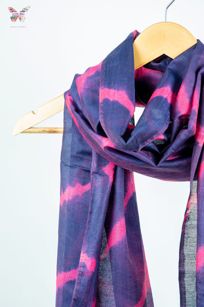 Shibori Tie-Dye Cotton Linen stole with tassels