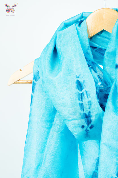 Shibori Tie-Dye Cotton Linen stole with tassels