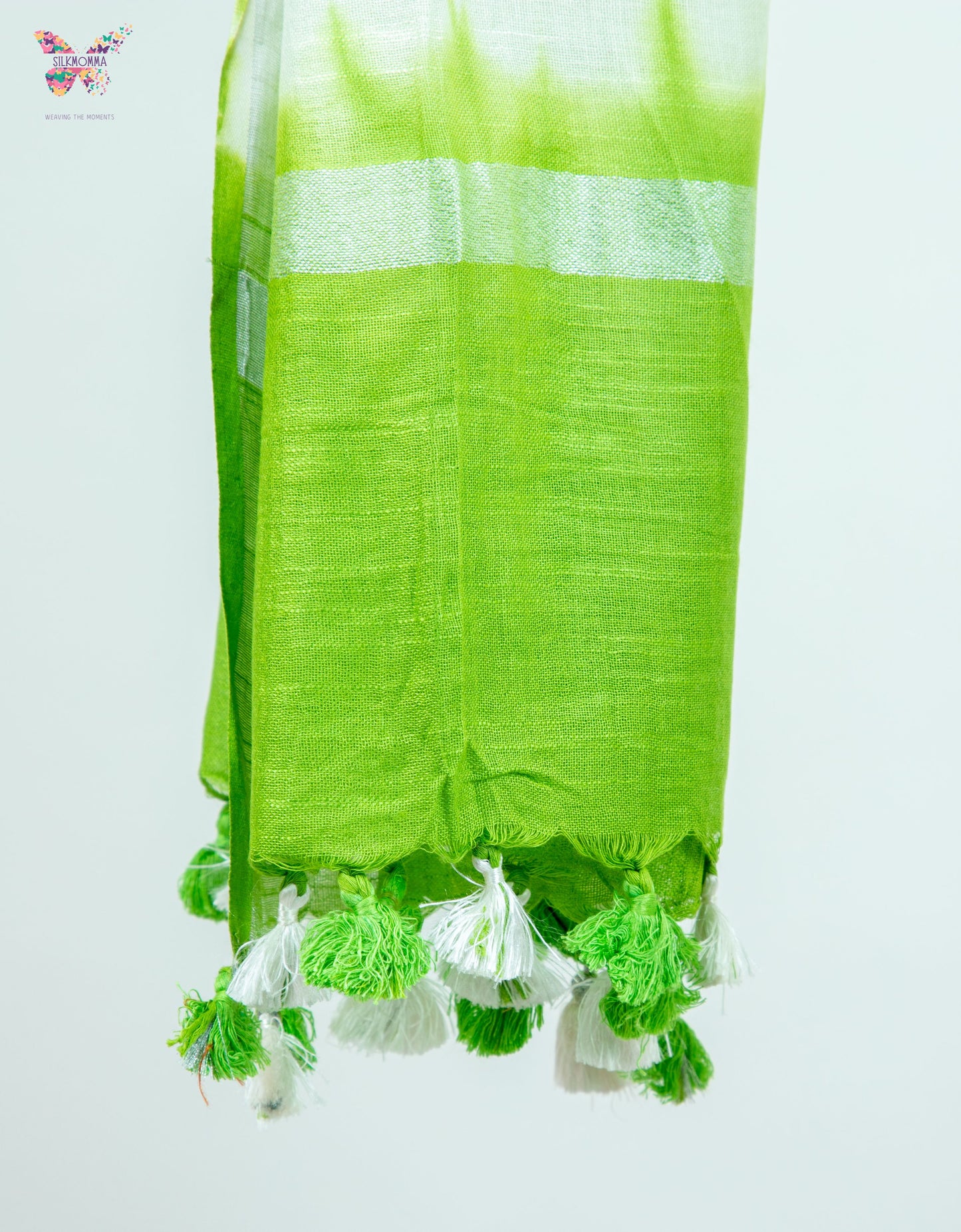 Shibori Tie-Dye Cotton Linen stole with tassels